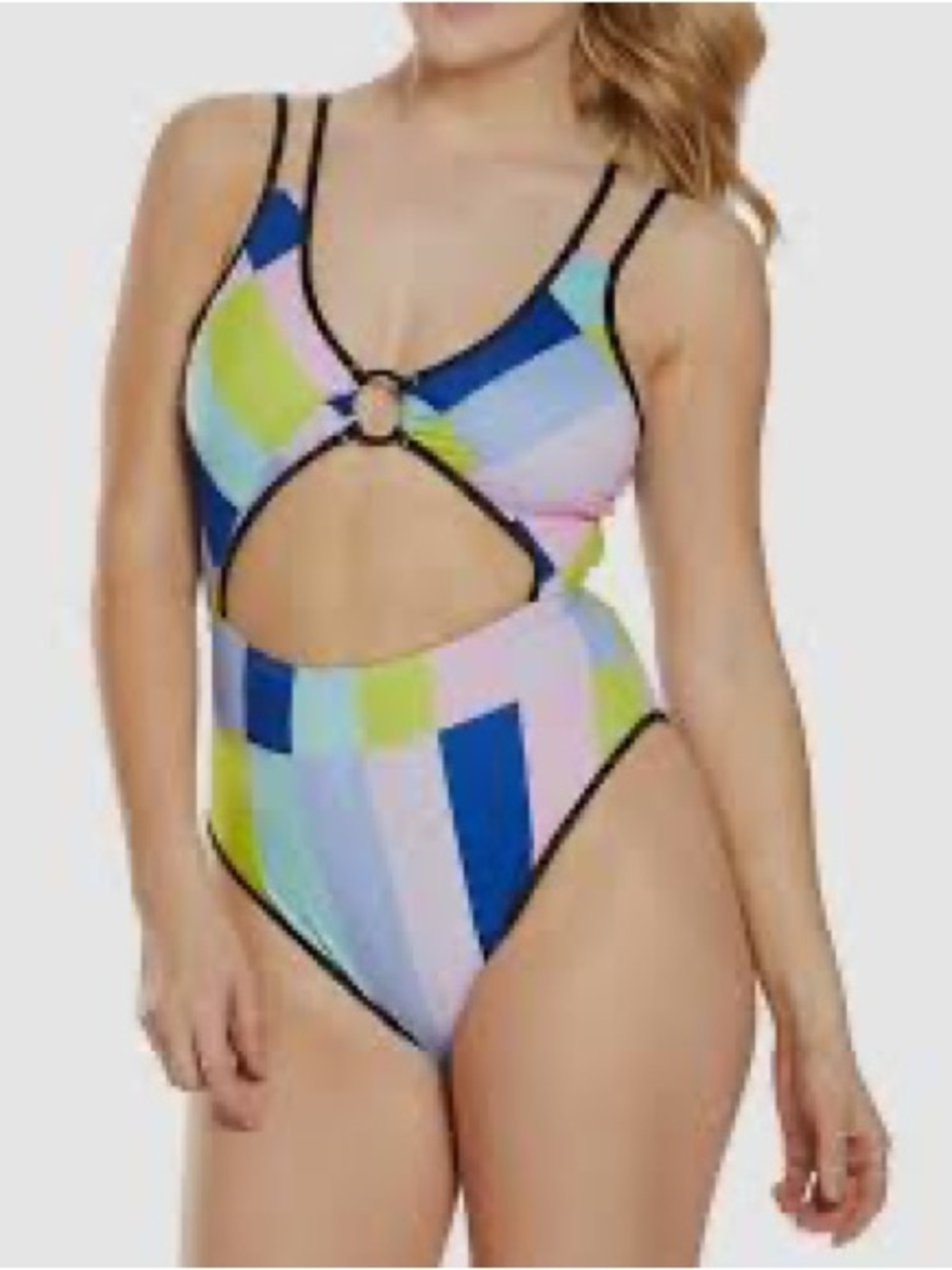 The Bikini Lab Multi-Color Cutout One-Piece Swimsuit with Ring Detail